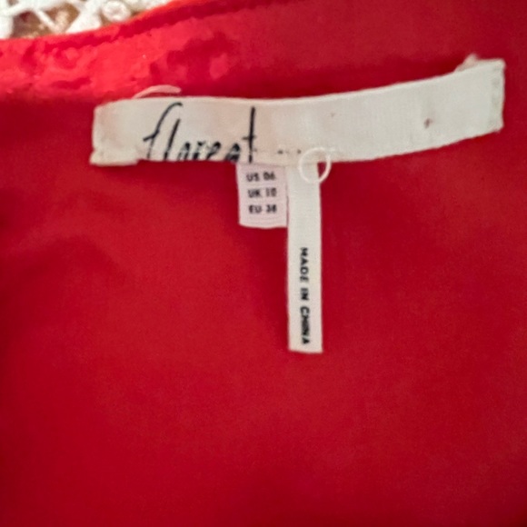 Anthropologie Floreat Rona Shift Dress Size 6 Lace Tomato Red Orange White - Picture 6 of 6